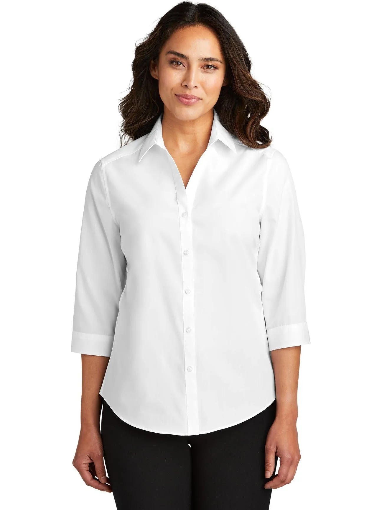 Port Authority Ladies 3/4-Sleeve Carefree Poplin Shirt