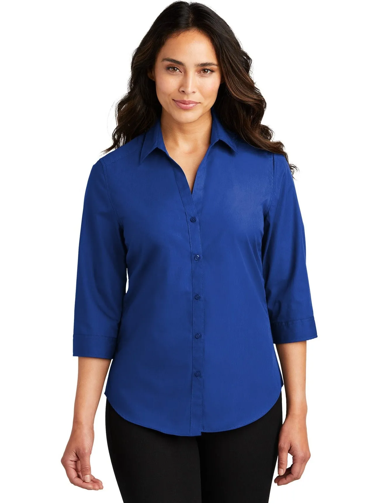 Port Authority Ladies 3/4-Sleeve Carefree Poplin Shirt