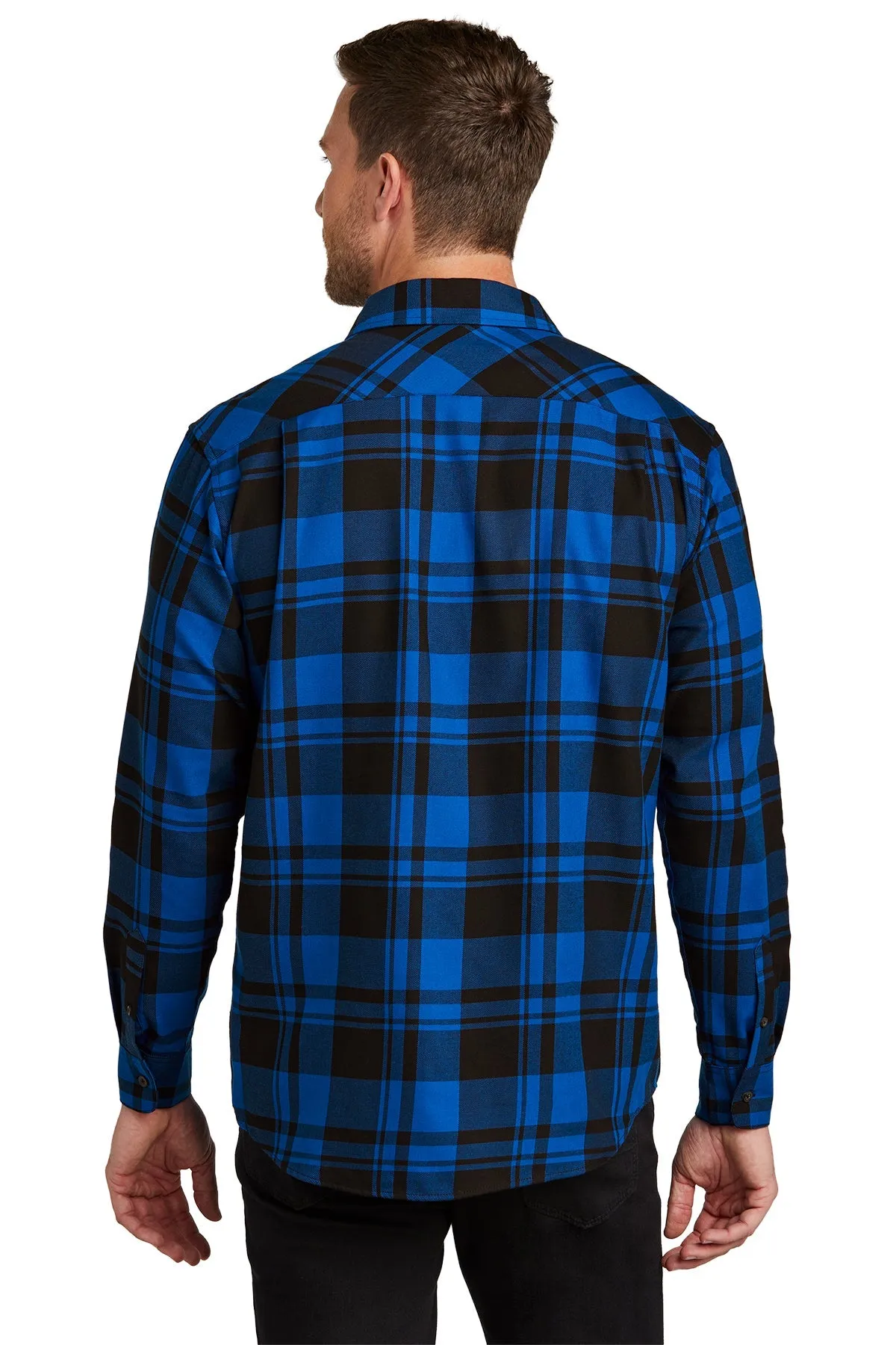 Port Authority Plaid Flannel Customized Shirts, Royal/ Black