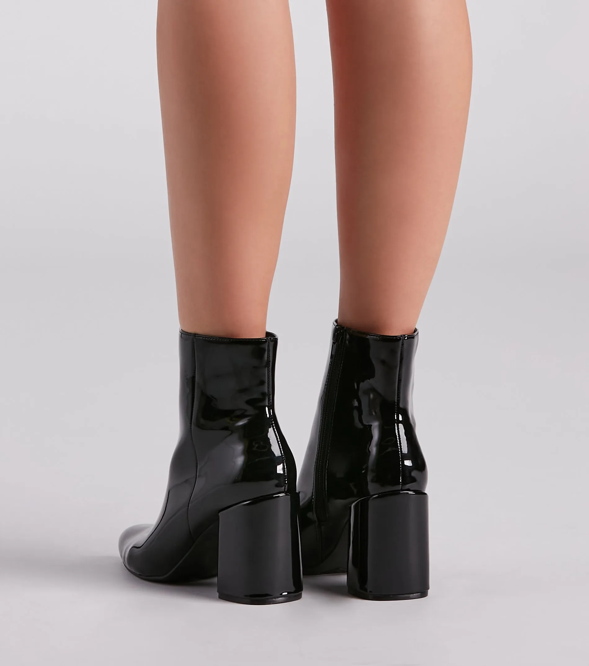 Sleek Strides Patent Faux Leather Booties