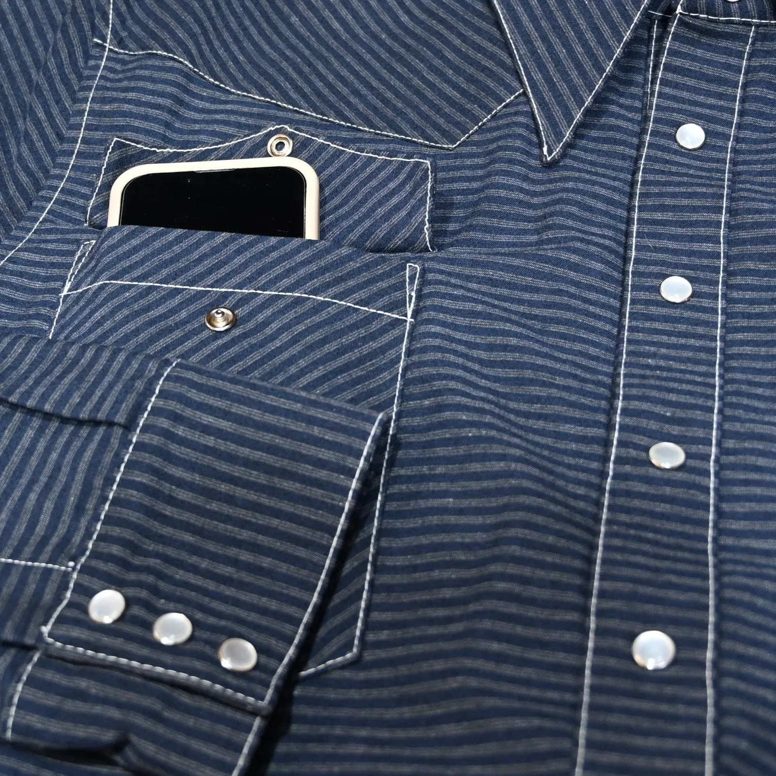 Sleeve Reaper Men's Shirt in Blue Pinstripe