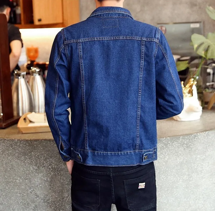 Spring Autumn Mens Trendy Fashion Bomber Thin Ripped Denim Jacket