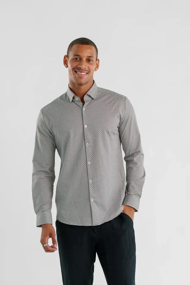 Techno Stretch Printed Long Sleeve Shirt - Light Brown