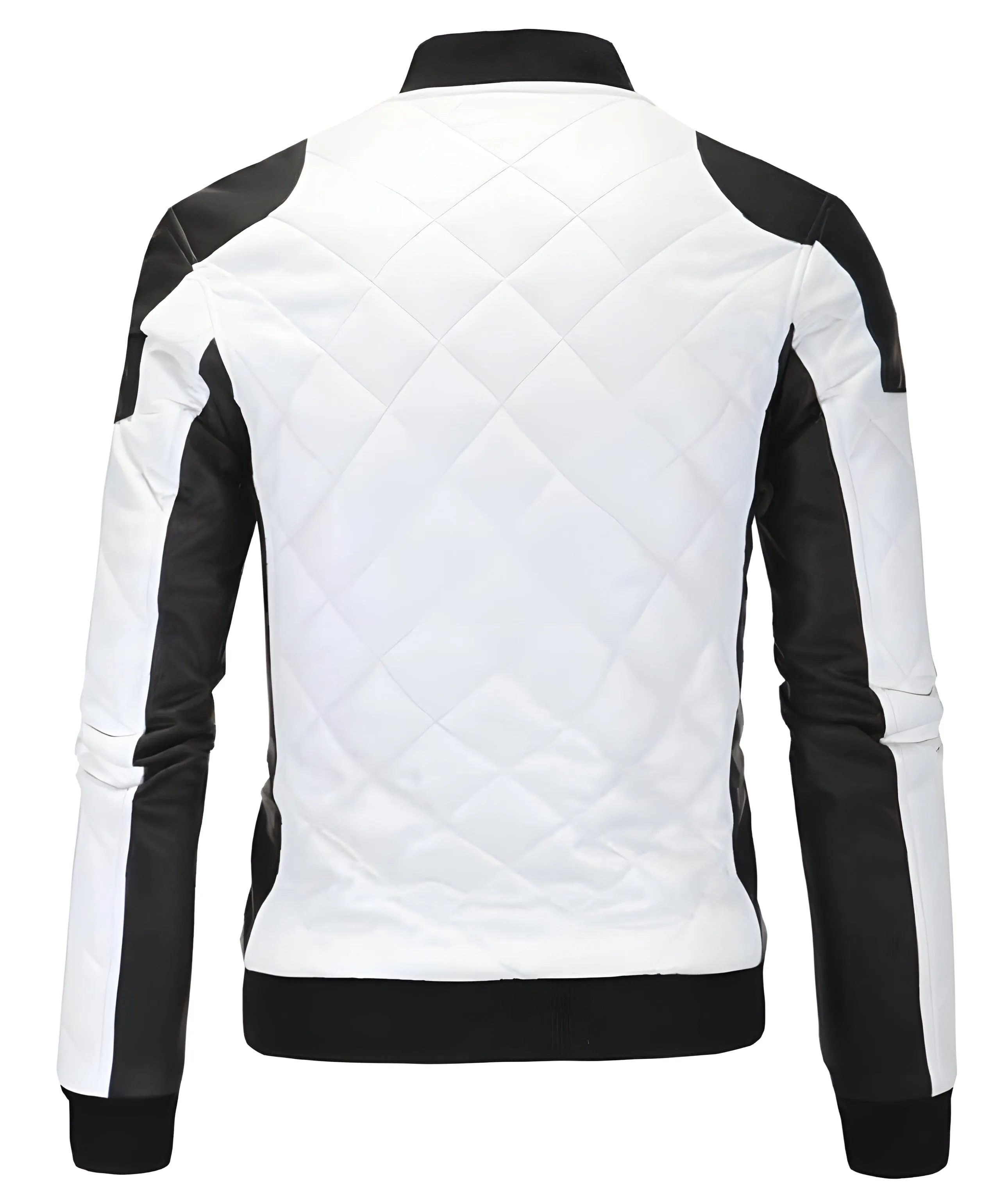 The Anton Quilted Faux Leather Moto Biker Jacket - White