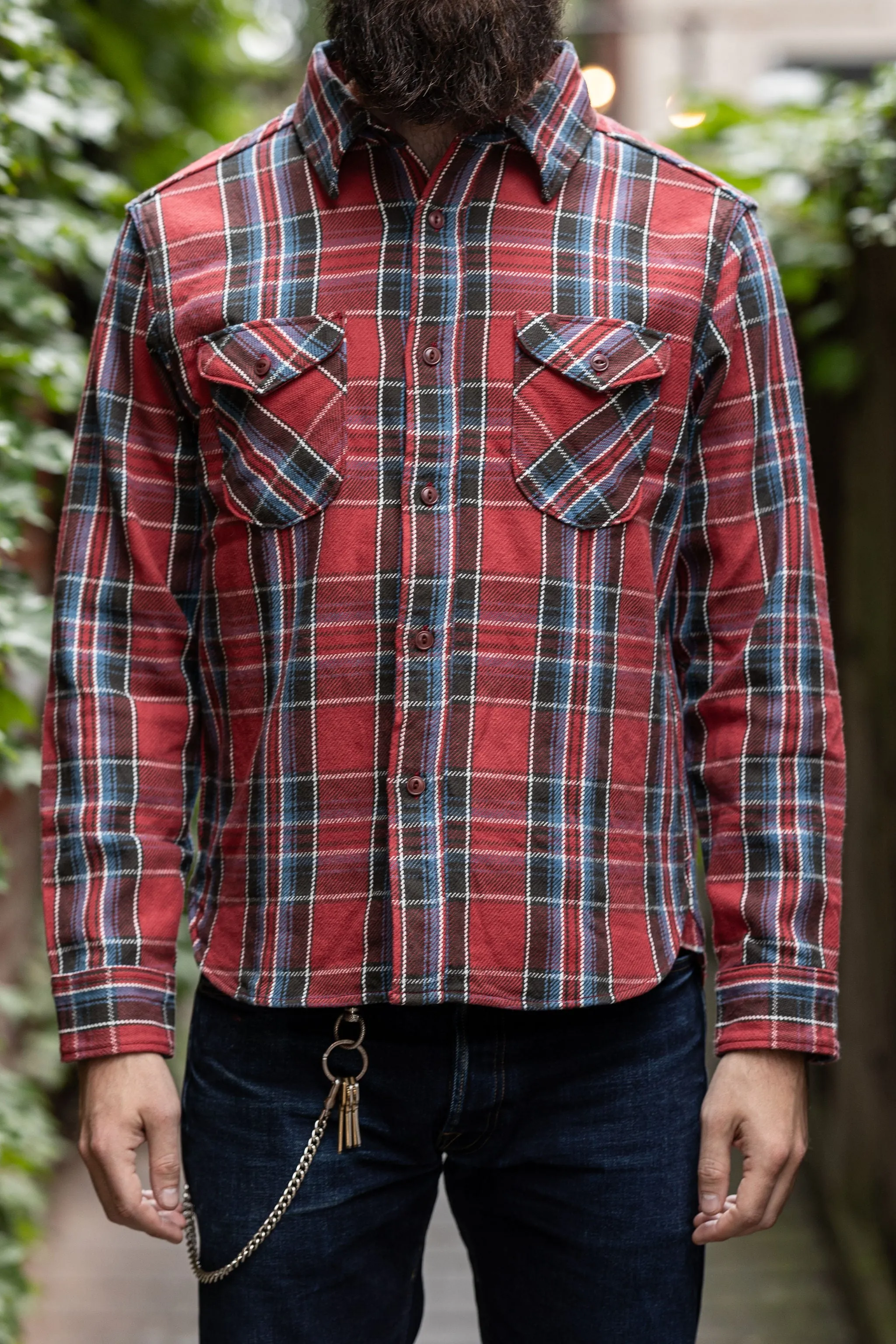 UES 502352 Heavy Flannel Shirt - Red