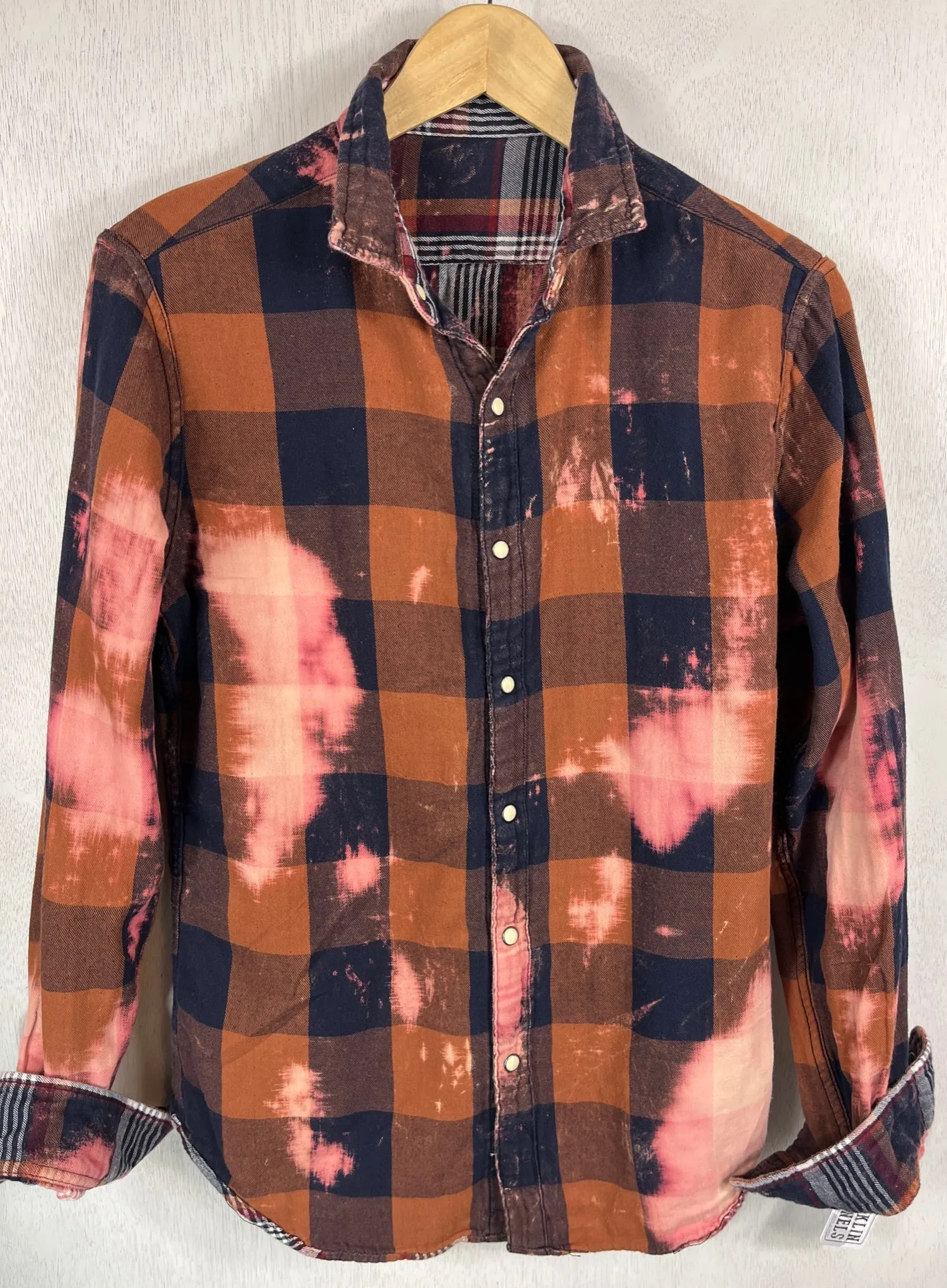 Vintage Western Style Navy, Rust, White and Red Flannel Size Small