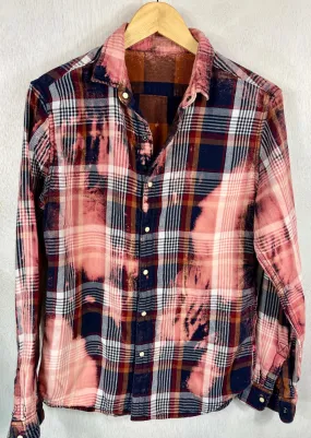 Vintage Western Style Navy, Rust, White and Red Flannel Size Small