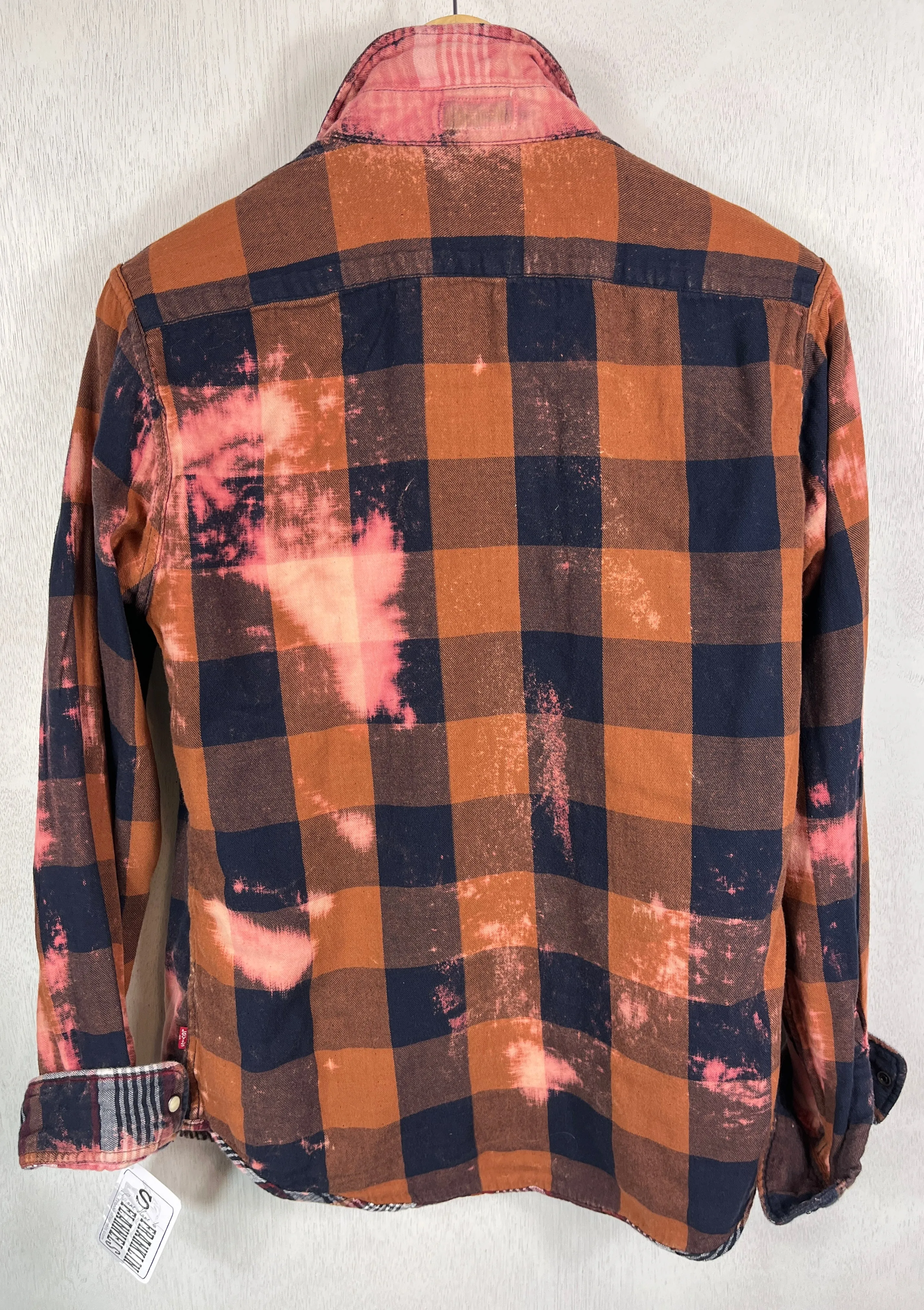 Vintage Western Style Navy, Rust, White and Red Flannel Size Small