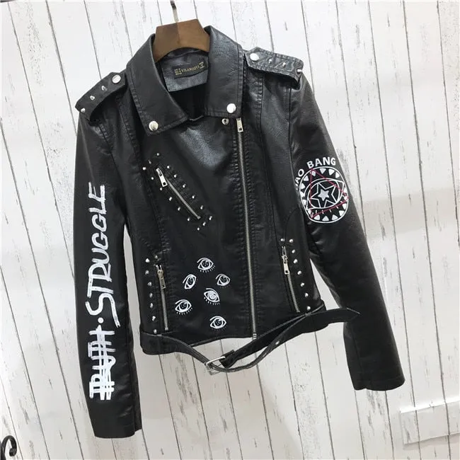 Women Winter Faux Soft Leather Jackets Coats Black PU