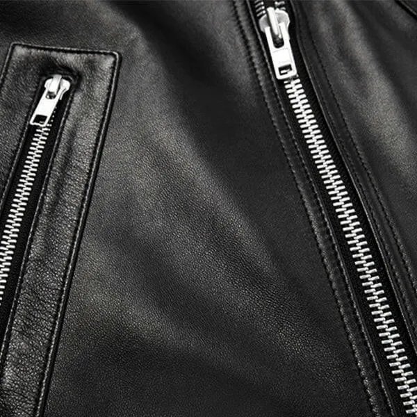 Women's Double Stich Leather Biker Jacket