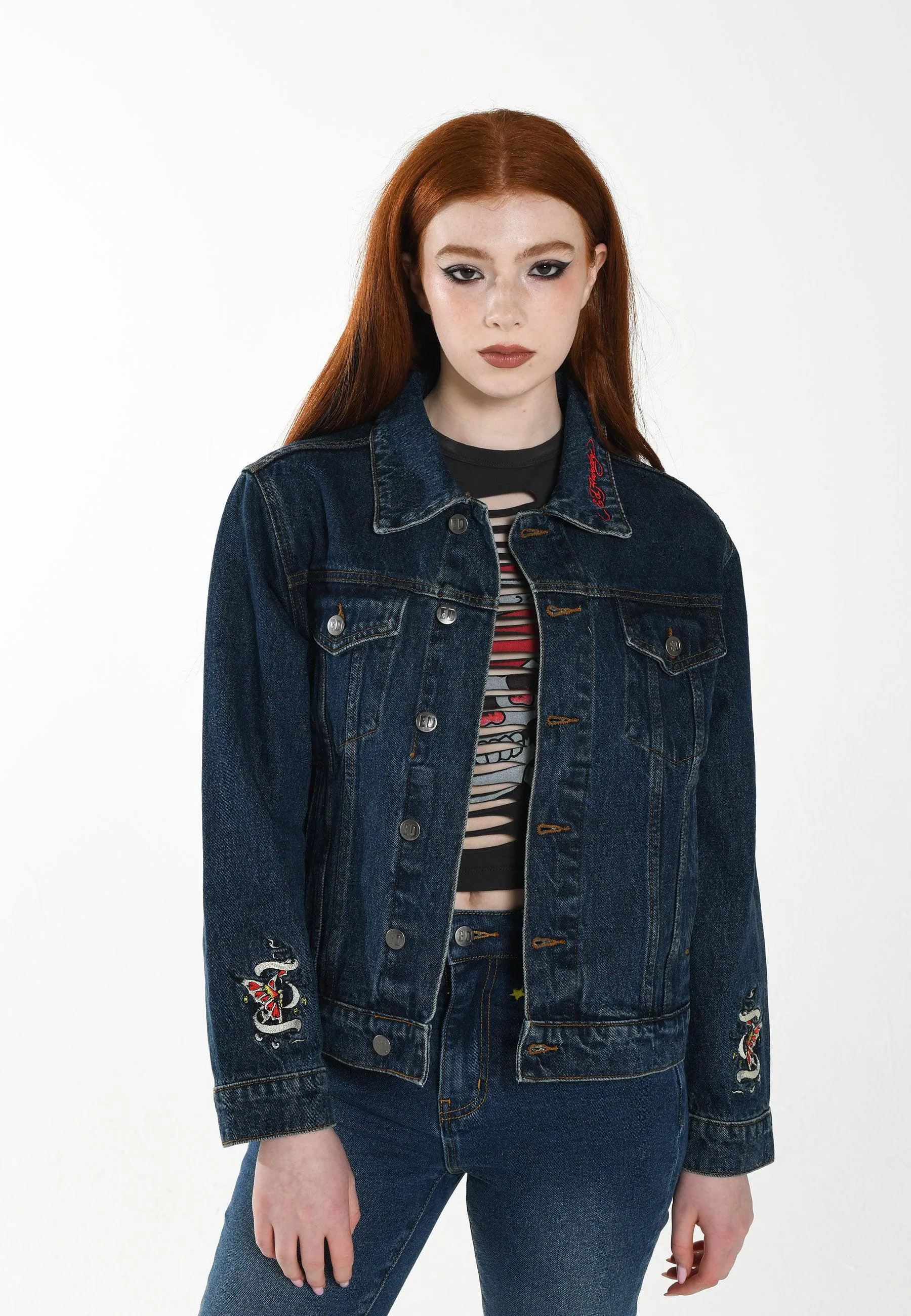 Womens Love Is Mystery Denim Jacket - Indigo