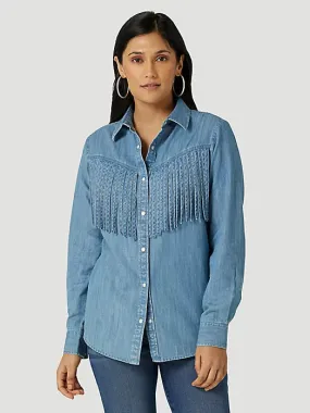 Women's Wrangler Retro Front Fringe Long Sleeve Snap Shirt